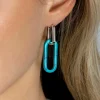 30mm ZINZI grote ovale oorbedels in trendy turquoise blauw ZICH2456T (zonder oorringen)