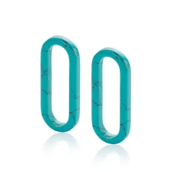 30mm ZINZI grote ovale oorbedels in trendy turquoise blauw ZICH2456T (zonder oorringen)