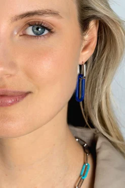 30mm ZINZI grote ovale oorbedels in trendy lapis lazuli blauw ZICH2456L (zonder oorringen)