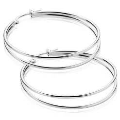 43mm ZINZI grote zilveren multi-look oorringen met dubbele buis. Met gemakkelijke bovensluiting ZIO2859