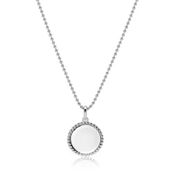 13.5 mm ZINZI zilveren coin hanger met parelrand voor gravure ZIH2651 (zonder collier)