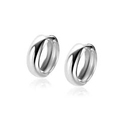 15,5mm ZINZI zilveren gladde oorringen met brede ronde buis 5mm met luxe klapsluiting ZIO2792