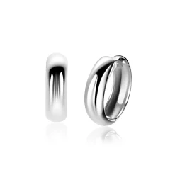 17mm ZINZI zilveren gladde oorringen met brede ronde buis 5mm met luxe klapsluiting ZIO2793