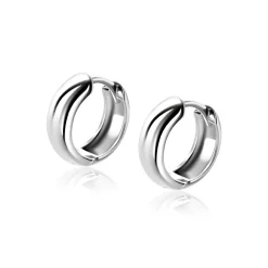 13,5mm ZINZI zilveren gladde oorringen met brede ronde buis 5mm met luxe klapsluiting ZIO2791