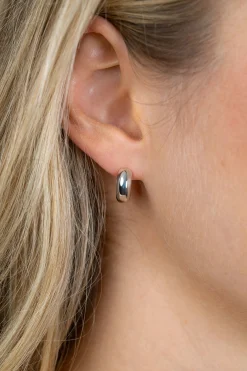 13,5mm ZINZI zilveren gladde oorringen met brede ronde buis 5mm met luxe klapsluiting ZIO2791