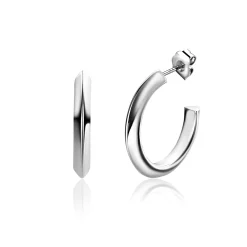 20mm ZINZI zilveren halve oorringen 3mm buisdikte met stekers ZIO2432