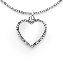 21mm ZINZI zilveren hanger hart met parelrand voor gravure ZIH2653 (zonder collier)