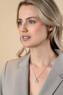 20mm ZINZI zilveren hanger open ronde vorm, bezet met witte zirconia's ZIH2446  (zonder collier)