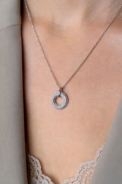 20mm ZINZI zilveren hanger open ronde vorm, bezet met witte zirconia's ZIH2446  (zonder collier)