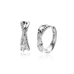18mm ZINZI zilveren luxe oorringen cross-over met paperclip schakel en gedraaide baan 18x6mm met klapsluiting ZIO2544