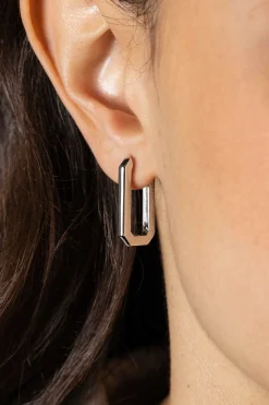 23mm ZINZI zilveren luxe oorringen 23x3mm achthoekig met klapsluiting ZIO2494
