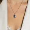 22mm ZINZI zilveren medaillon rechthoek glanzend bezet met witte zirconia ZIH2425 (zonder collier)