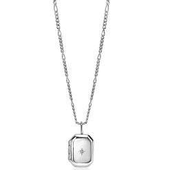 22mm ZINZI zilveren medaillon rechthoek glanzend bezet met witte zirconia ZIH2425 (zonder collier)