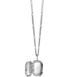 22mm ZINZI zilveren medaillon rechthoek glanzend bezet met witte zirconia ZIH2425 (zonder collier)