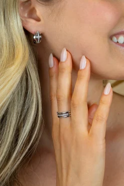 15mm ZINZI zilveren multi-look oorringen 3 banen met witte zirkonia’s ZIO2730