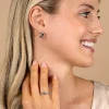 16mm ZINZI zilveren multi-look oorringen met rechthoekige zwarte zirkonia en witte zirkonia's. Luxe klapsluiting ZIO2626Z