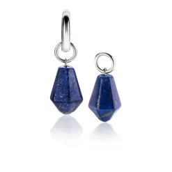19mm ZINZI zilveren oorbedels in kegelvorm met lapis lazuli edelstenen ZICH2256L (zonder oorringen)