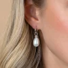 18mm ZINZI zilveren oorbedels met ovaalvormige witte parel en pavé gezette top met witte zirkonia’s ZICH2822 (zonder oorringen)