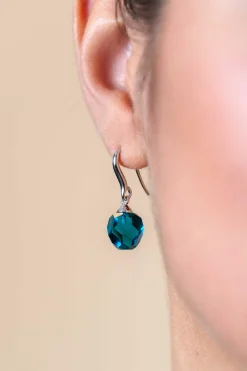 27mm ZINZI zilveren oorhangers met beads blauw ZIO266B