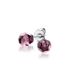6mm ZINZI zilveren oorknoppen paarse bead ZIO1317P