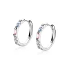 19mm ZINZI zilveren oorringen bezet met witte, roze en lichtblauwe kleurstenen, luxe klapsluiting ZIO2868