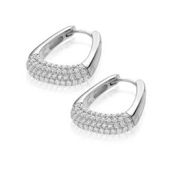 21mm ZINZI zilveren oorringen glad in een trendy tasvorm, sierlijk bezet met witte zirkonia's en luxe klapsluiting ZIO2806