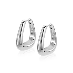 21mm ZINZI zilveren oorringen glad in een trendy tasvorm met luxe klapsluiting ZIO2805