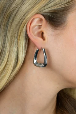 33mm ZINZI zilveren oorringen met brede buis en rechthoekig model, handige bovensluiting  ZIO2748