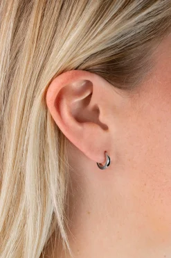 11,5mm ZINZI zilveren oorringen met vierkante gladde buis 3mm, luxe klapsluiting ZIO2860