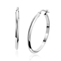 35mm ZINZI zilveren oorringen met gladde buis 3mm breed en handige bovensluiting ZIO2857