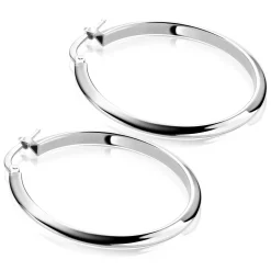 35mm ZINZI zilveren oorringen met gladde buis 3mm breed en handige bovensluiting ZIO2857