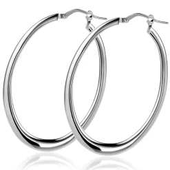 48mm ZINZI zilveren oorringen met organisch gevormde buis 2mm breed en handige bovensluiting ZIO2701