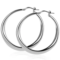 40mm ZINZI zilveren oorringen met organisch gevormde buis 3,5mm breed en handige bovensluiting ZIO2702