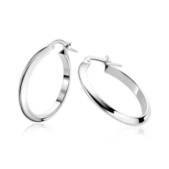 25mm ZINZI zilveren oorringen met gladde buis 3mm breed en handige bovensluiting ZIO2856