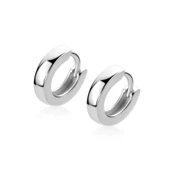 13,5mm ZINZI zilveren oorringen met vierkante gladde buis 3mm, luxe klapsluiting ZIO2861
