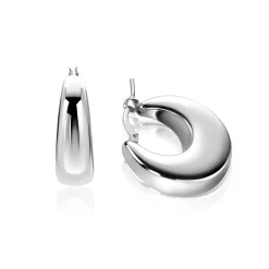 22mm ZINZI zilveren oorringen met brede buis (7mm) en rond aflopend, handige bovensluiting  ZIO2751