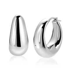 31mm ZINZI zilveren oorringen met brede buis (9mm) en ovaal model, handige bovensluiting  ZIO2750
