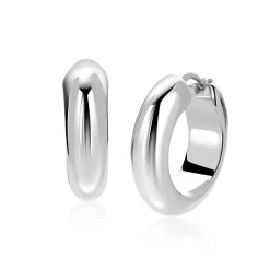 28mm ZINZI zilveren oorringen met brede buis (8mm) en rond model, handige bovensluiting  ZIO2749