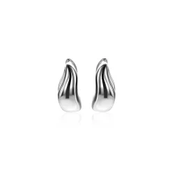 13mm ZINZI zilveren oorringen organisch gevormd 5,5mm breed met luxe klapsluiting ZIO2608