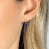 10mm ZINZI zilveren oorstekers peervorm indigo blauw en witte zirconia ZIO2440