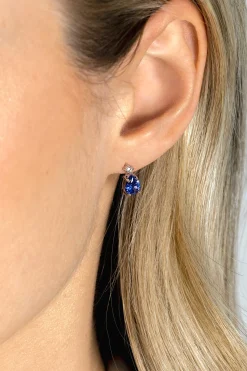 10mm ZINZI zilveren oorstekers peervorm indigo blauw en witte zirconia ZIO2440