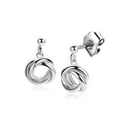 17mm ZINZI zilveren oorstekers met drie verbonden ringen (knoop-stijl) ZIO2890