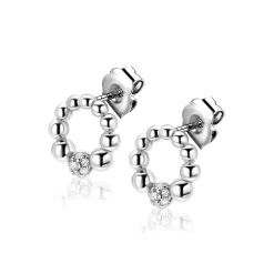 8mm ZINZI zilveren oorstekers in bolletjesvorm met een sprankelend zirkonia-bolletje ZIO2817