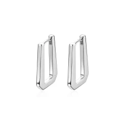 20mm ZINZI zilveren rechthoekige oorringen, strakke buis met modern design, luxe klapsluiting ZIO2879