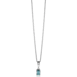 17mm ZINZI zilveren rechthoekige hanger bezet met een petrol blauwe kleursteen ZIH2614 (zonder collier)