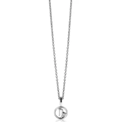 9mm ZINZI zilveren Steenbok sterrenbeeldhanger bezet met witte zirconia ZIH-STE (zonder collier)