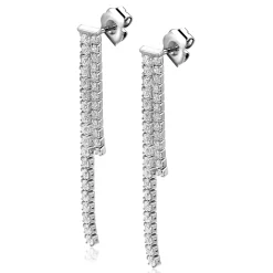 41mm ZINZI zilveren tennis oorstekers met een dubbele rijzetting witte zirconia's ZIO2795L