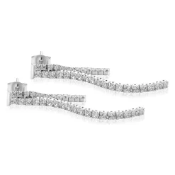 41mm ZINZI zilveren tennis oorstekers met een dubbele rijzetting witte zirconia's ZIO2795L