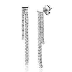 41mm ZINZI zilveren tennis oorstekers met een dubbele rijzetting witte zirconia's ZIO2795L
