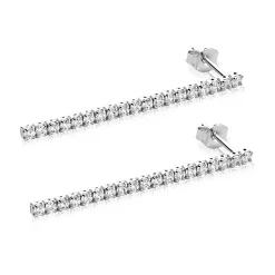 40mm ZINZI zilveren tennis oorstekers met rijzetting witte zirconia's ZIO2795